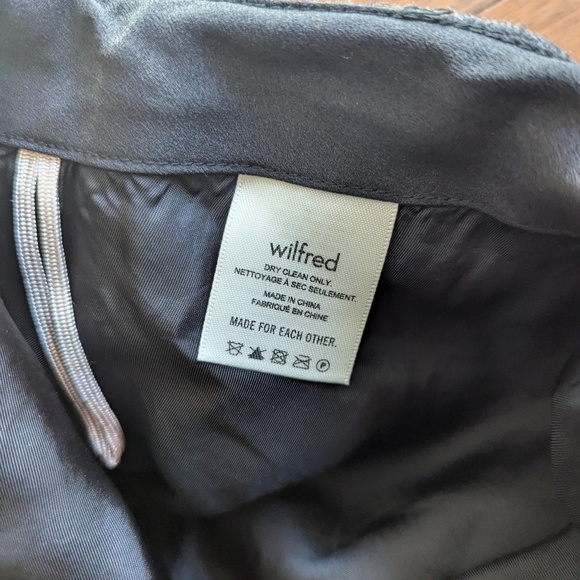 Wilfred Aritzia Wool Cashmere Front Twist Tie Mini Skirt Gray Herringbone Sz 6 - Picture 6 of 10